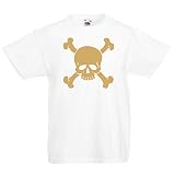lepni.me T-Shirt für Kinder Totenkopf, Warnzeichen - Nicht berühren (1-2 Jahre Weiß Gold)