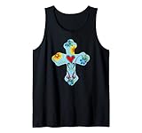 Blue Cross Mexican Folk Art Heart Flowers Day of the Dead Tank Top