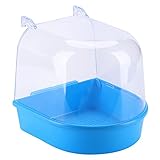 NO Badewanne Kunststoff Vogel Papageien Badebox Vogelbadewanne Vogelkäfig Zubehör für Katzen, Finken, Wellensittiche, Weiße Pilze, Lerchen Und Kleine Vögel (Blau13X13X13.5cm)