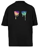 Melting Rainbow Sunglasses Baggy T-Shirt Herren Damen Unisex Schwarz Bio-Baumwolle Tee Men's Black XXXL