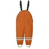 DXDE Unisex Kinder Regenlatzhose, Wind- und wasserdichte Matschhose,wasserdichte Atmungsaktiv Regenhose für Mädchen Jungen,Orange,116