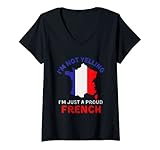Damen 'I'm Not Yelling, I'm Just a Proud', französische Flagge T-Shirt mit V
