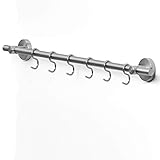 AMARE Edelstahl Küchenreling 60 cm ,inklusive Haken, beliebig erweiterbar, B