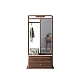 Hong Yi Fei-Shop Garderobenständer 3-in-1-Eingang Garderobe, Ganzkörperspiegel, Holzmöbel mit 2 Schubladen, Wohnzimmer, Schlafzimmer, Kleiderschrank, Schmink