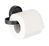 WENKO Plus Toilettenpapierhalter Pavia Schwarz, WC-Rollenhalter, Befestigen ohne Bohren 15,5 x 6 x 7,5