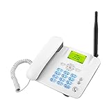 DSJGVN Quadband-GSM-Tischtelefon,Drahtloses Festnetz-Tischtelefon, Anzeige Von Datum Und Uhrzeit,Freisprecheinrichtung,GSM Business-Tischtelefon,SIM-Kartentelefon,für Zuhause,Büro,Hotel,Weiß