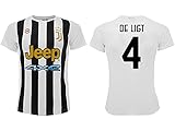 Sportbaer Fußballtrikot Matthijs De Ligt, Saison 2021 2022, Trikot Weiß, Schwarz, Nummer 4, 1. Trikot, offizielles Replikat, für Erwachsene und Kinder. (L)
