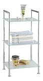 WENKO Badregal Style - 3 satinierte Glasablagen, Stahl, 37 x 71 x 28.5 cm, C