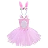 Ostern Hase Küken Cospaly2 Stücke in 1 Satz Kinder Mädchen Tierkostüm Hasenohren Bowtie Tutu Mit Stirnband Gastgeschenke Verkleidung Karneval Party Halloween Fest Geburtstagsfeier Rosa 11-12 J