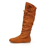 MJGkhiy Stiefel Damen Winter mit Niedrigem Absatz Westernstiefel Reitstiefel Partyschuhe Damenstiefel Wadenhöhe Flach Flach Stiefeletten Geschenk