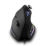 Vertikale Maus, Ergonomische USB Wired Vertikale Maus mit [5D Rocker] [10000 DPI] [11 Programmierbare Tasten], RGB Gaming Maus für Gamer/PC/Laptop/Comp