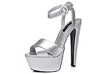 GIARO Sissi High Heels in Übergrößen Silber Sissi Silver Matte große Damenschuhe, Größe:45