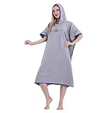 X-Labor Unisex Badeponcho Strandtuch Mikrofaser Schnelltrockend Bademantel Poncho mit Kapuzen Duschtuch Handtuch Schwimmen Surfing Strand Tauchen Badeort (OneSize, A-Grau)