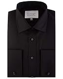 Paradigm Herren Hemd mit Doppelmanschette, 100% Baumwolle, Schwarz Gr. 36, Schw