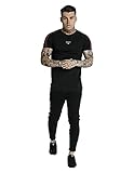 Sik Silk T-Shirt Herren Imperial Raglan Gym Tee SS-17481 Black Red, Größe:XS