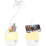 Firbon Schreibtischlampe Kinder Led Bettlampe USB Wiederaufladbar Leselicht Touch-Schalter Dimmbar Schreibtischleuchte mit Nachtlicht für Arbeiten, S