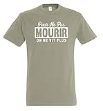 Boutique KKO Lustiges T-Shirt für Ne Pas Mourir on ne VIT Plus, kaki, S