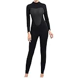 SONG Frauen Tauchanzüge, Neoprenanzug verdicken Damen Tauchanzug Ultra Stretch Ganzkörper Badeanzug mit Reißverschluss (Color : Black, Größe : S)