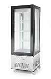 HENDI Kühlvitrine, Getränkekühlschrank, Displaykühlschrank, Kuchenvitrine, 2/6˚C, Inkl. 3 höhenverstellbare Regalböden, Helle LED-Beleuchtung in den Eckstehern, 400L, 230V, 495W, 650x650x(H)1908