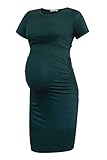 Smallshow Damen Umstandskleid Kurzarm Umstandsmode Kleid Sommer,Deep Green,M