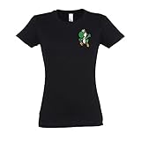 Youth Designz Damen T-Shirt Bestickt mit Yoshi Logo - Schwarz XL