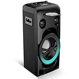 Party-Lautsprecher Lautsprechersystem Kompaktanlage Soundbox mit CD-Player, DVD-Player, Bluetooth, UKW-Radio, USB/AUX-Eingang, 2 x Karaoke Mikrofonanschluss, Farbige LED