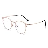 Blaulichtfilter Brille Anti Blaulicht Brille Katzenauge Computerbrille Ohne Sehstärke Metallgestell Brille Blockieren Blaulicht Pc Gaming Brille Damen (RoséGold)