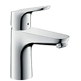 hansgrohe Waschtischarmatur Focus, Wasserhahn Bad mit Auslauf Höhe 100 mm, mit Zugstange, Badarmatur wassersparend, C