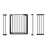 Treppenschutzgitter Ohne Bohren,Türschutzgitter Absperrgitter Baby Kinder Hund Katzen,124-131cm Breit,76cm hoch, 90° Stop,Auto-Close, Schw