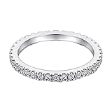 KnBoB 925 Silber Damenring, Kreis Zirkonia Verlobungsring Schlicht Ringe Modeschmuck Gr. 54 (17.2)