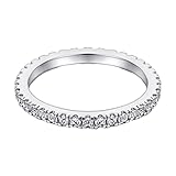 KnBoB 925 Silber Damenring, Kreis Zirkonia Verlobungsring Schlicht Ringe Modeschmuck Gr. 54 (17.2)