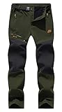 BenBoy Herren Wanderhose Wasserdicht Softshellhose Outdoorhose Winddicht Warm Gefüttert Skihose Snowboardhose Winter Trekkinghose,KZ1672M-Army Green1-XL