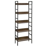 EUGAD 0010ZWJ Standregal Bücherregal Metallregal Leiterregal Stufenregal Multifunktionale Regal Industrie Design MDF Metall 60x27,5x160cm, Vintag