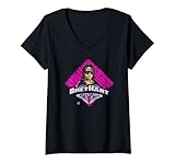 Damen WWE Bret Hart Aufverzweifeltes Rosa T-Shirt mit V