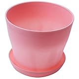 Dabeigouzhuap kräutergarten, Kunststoffpflanze Blumentopf Pflanzgefäß mit Untertasse Runde Glanz Home Garten Dekor, weißes Oberkaliber -, 14 cm / 5,51' (Color : Pink)