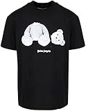 Palm Angels Herren-T-Shirt aus 100 % Baumwolle, Farbe Schwarz mit Aufdruck Ice Bear und Logo auf den Schultern Regular Fit, Schwarz , Larg