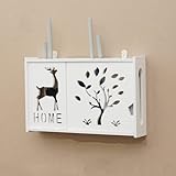 ZLJIA WiFi Router Aufbewahrungsbox Regal Wand Router Aufbewahrung Wand Wandregal Weiß Schweberegal,J15.4 * 3 * 9.4