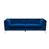 Beliani Klassisches Polstersofa Samtstoff Chesterfield Style dunkelblau S