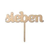 Studio Wirbelwind | Cake Topper sieben Holz | Kuchenstecker 7. Geburtstag, Topper Holz Happy Birthday, Holztopper Geburtstag, Kuchen Topper Z
