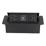 Zwinner Pop-Out-Outlet, Dual-USB-Tisch-Pop-Up-Steckdose mit Zwei Multifunktions-Dreilochsteckern, 250V Einbausteckdose für Küchenarbeitsplatte, Konferenztisch, Schreibtisch, Boden, Schw
