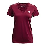 Under Armour Women's Tech V-Neck Short-Sleeve T-Shirt , League Red (626)/Metallic Silver , XX-Larg