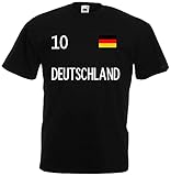 Deutschland Herren T-Shirt EM 2020 Trikot Look Style Nr.10 Schwarz L