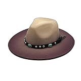 BUXIANGGAN Fedora Trilby Hut Mode Farbverlauf Filz Fedora Hüte Mit Dünner Gürtelschnalle Herren Damen Large Brim Panama Jazz Cap 1