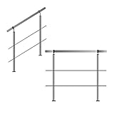 Edelstahl-Handlauf Geländer für Treppen Brüstung Balkon mit/ohne Querstreben (bis 1.5m inkl. 2 Pfosten 2 Querstangen)