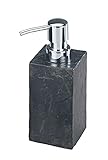 WENKO Seifenspender Slate-Rock, nachfüllbarer Seifendosierer für Badezimmer und Küche in Schiefer-Optik, Fassungsvermögen: 250 ml, 8,2 x 17 x 5,9 cm,