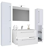PKline Badinos Bad Möbel Set Waschbecken Unterschrank Wandspiegel Badezimmer W