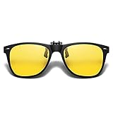 YAMEIZE Vintage polarisierte Clip-on Sonnenbrille Flip Up Anti Glare Brille für Männer Frauen (Nachtsicht Schwarzem Rahmen)