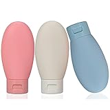 3 Stück Reiseflaschen Set,60ML Reiseflaschen & Behälter,Kleine Mini Leere Kunststoff Squeeze Flaschen für Reise Toilettenartikel,Shampoo und Conditioner mit Aufbewahrung