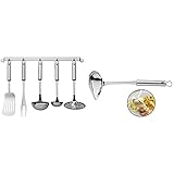 WMF Profi Plus Küchenhelfer Set 6-teilig, Hängeleiste mit 5 Helfer, Schöpflöffel, Schaumlöffel & Profi Plus Saucenlöffel 28 cm, Soßenkelle mit Schnaupe, Cromargan E