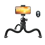 Handy Stativ Flexibel für Smartphone mit Bluetooth Fernbedienung, 360° Rotation Mini Stativ Tripod Flexibles für Phone wie iPhone Samsung und Kamera innerhalb von 1,5 kg